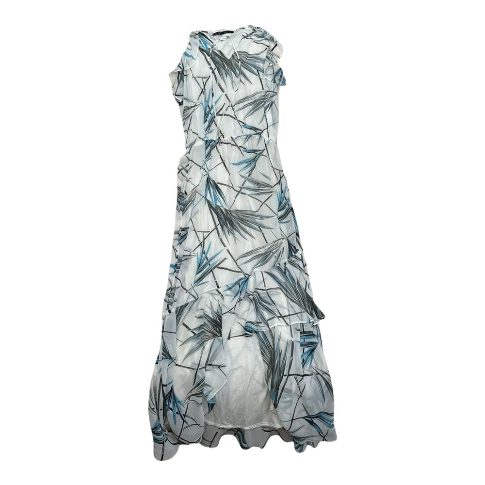 White House Black Market Hi-Lo Blue White Bamboo Pattern Sleeveless Dress Size 6 - Picture 2 of 10